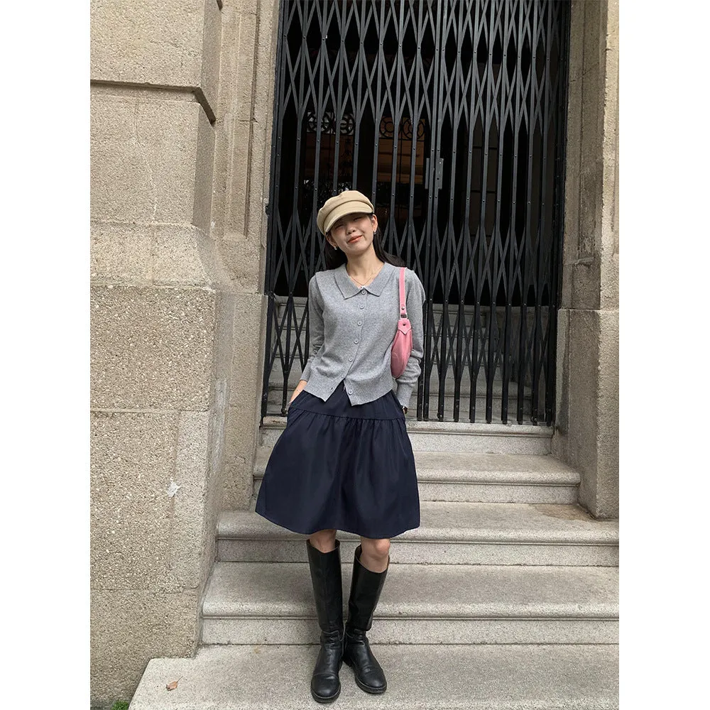 Girlary-shop fall outfits 2024 Early Autumn New Ins High-Grade Elegant Skirt Women's Pleated Elastic Waist Western Style All-Match Skirt