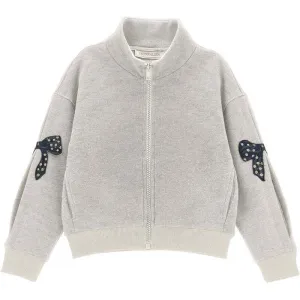 Girls Grey Zip Up Bow Top