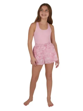 Girls Hybrid Romper with Side Seam Pockets- Pink Camo