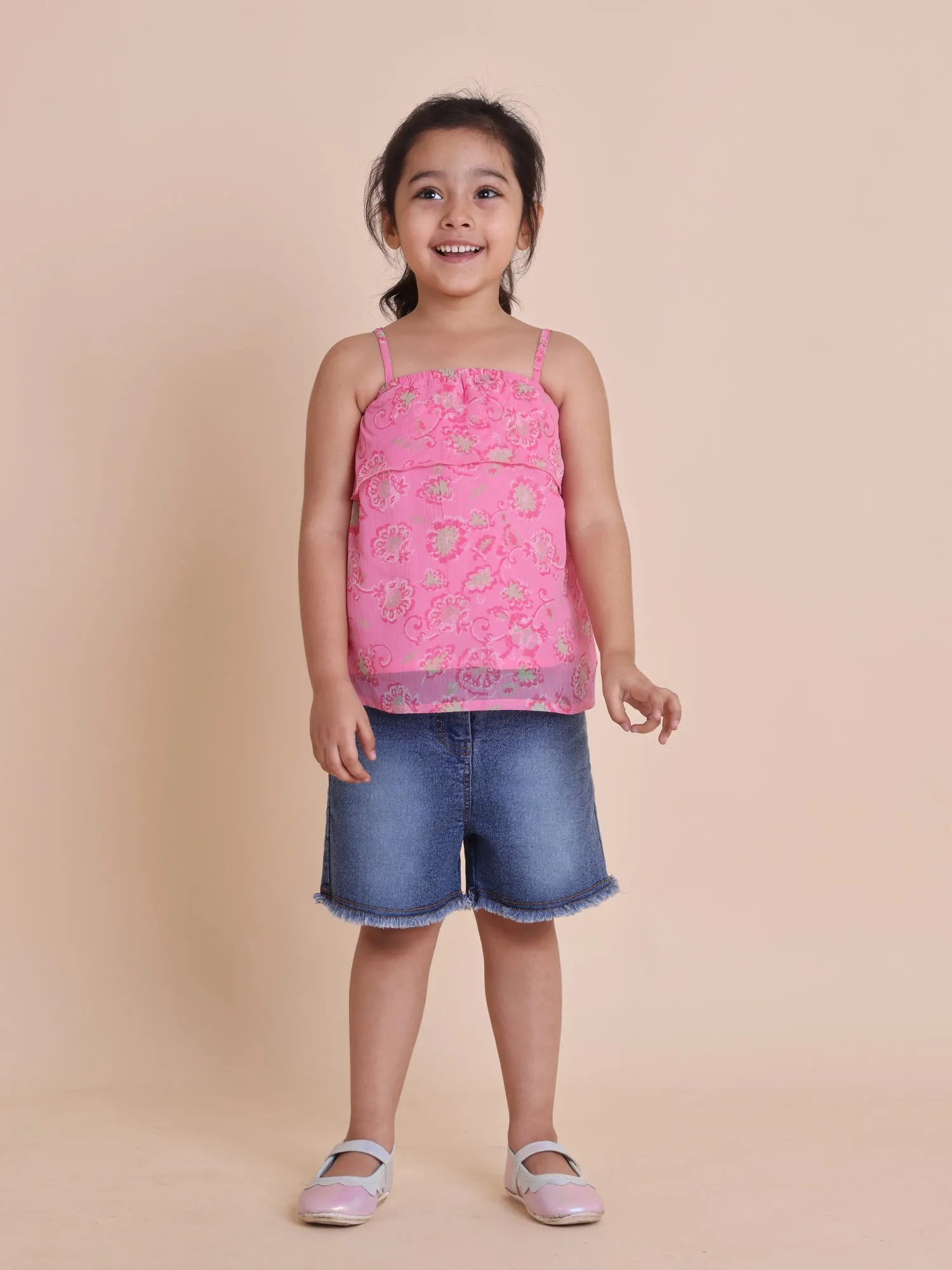 Girls Pink Floral Top