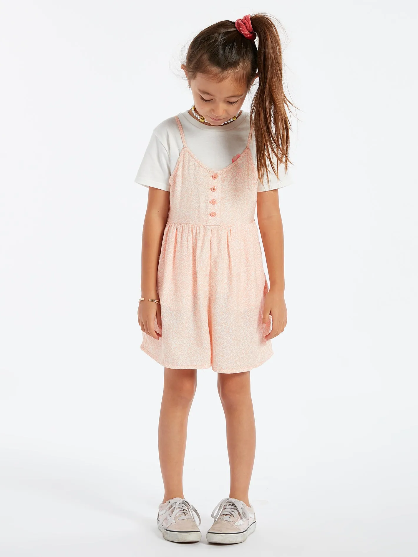 Girls Static Bloom Romper - Hazey Pink