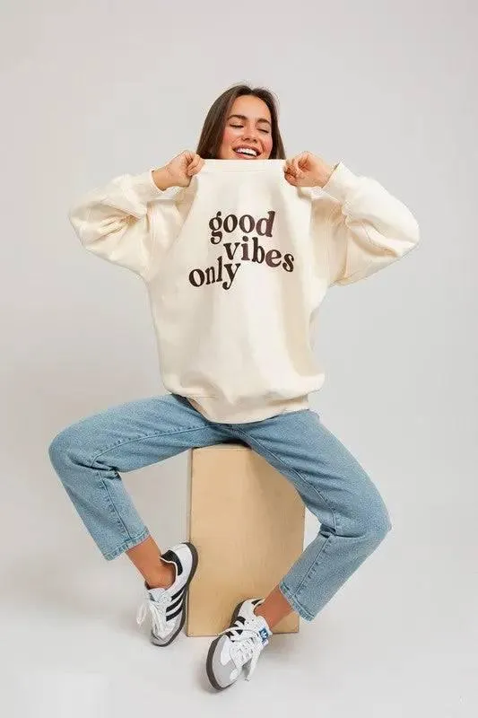 Good Vibes Embroidered Oversized Sweatshirt