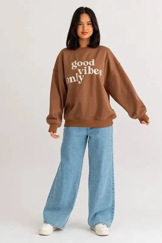 Good Vibes Embroidered Oversized Sweatshirt