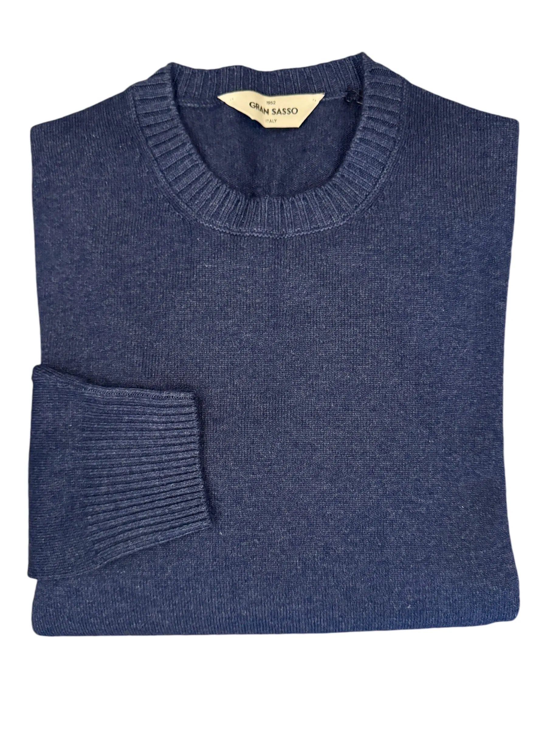 Gran Sasso Crew Neck Merino Wool Sweater Navy