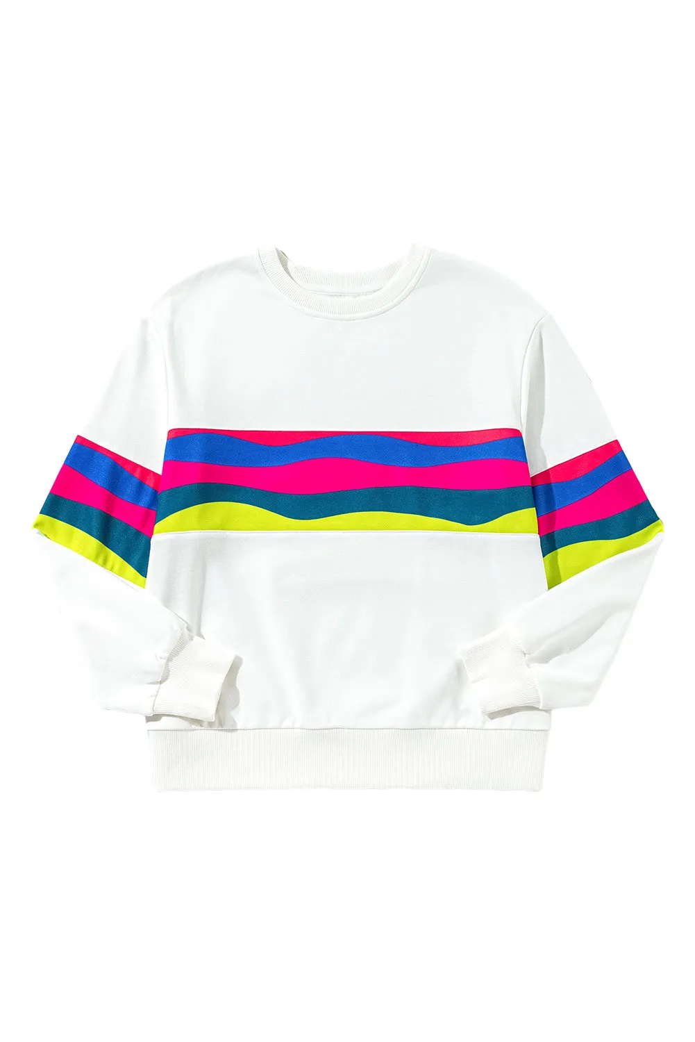 Green Colourful Striped Accent Long Sleeve T Shirt