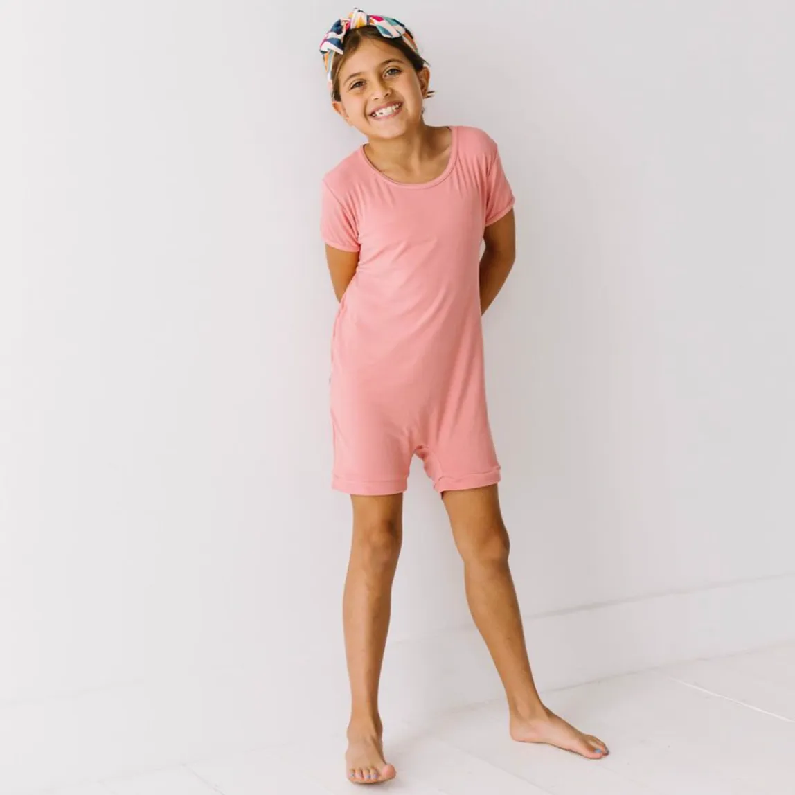 Guava Mini Ribbed Kid's Shorty Romper