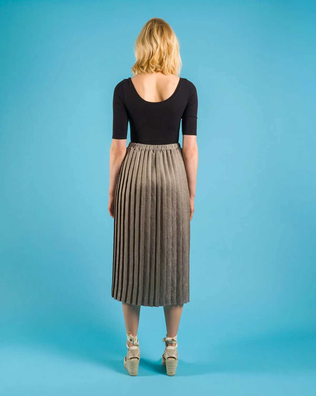 Gunmetal Side Pleat Madison Skirt