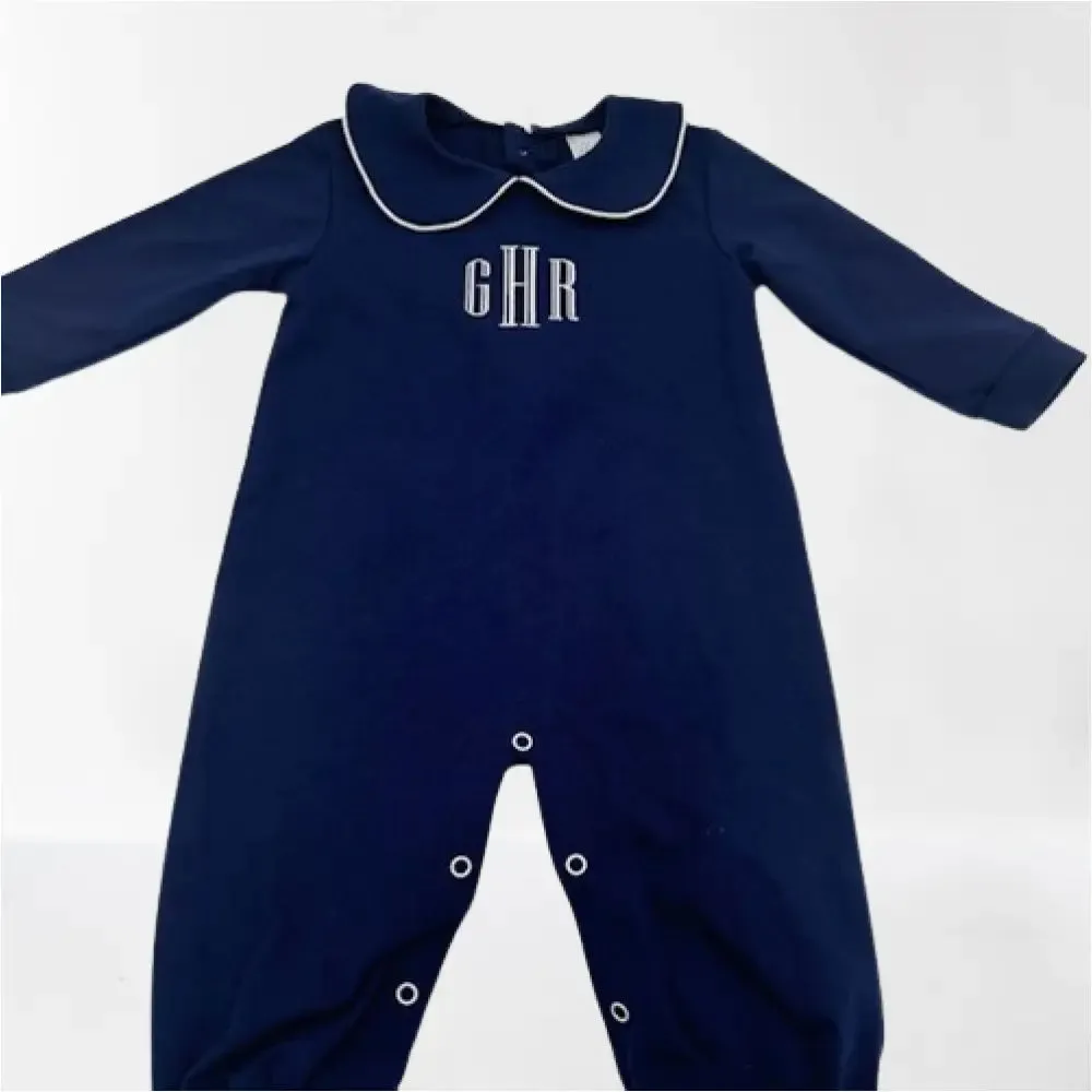 Hampton James Long Sleeve Collar Navy Romper