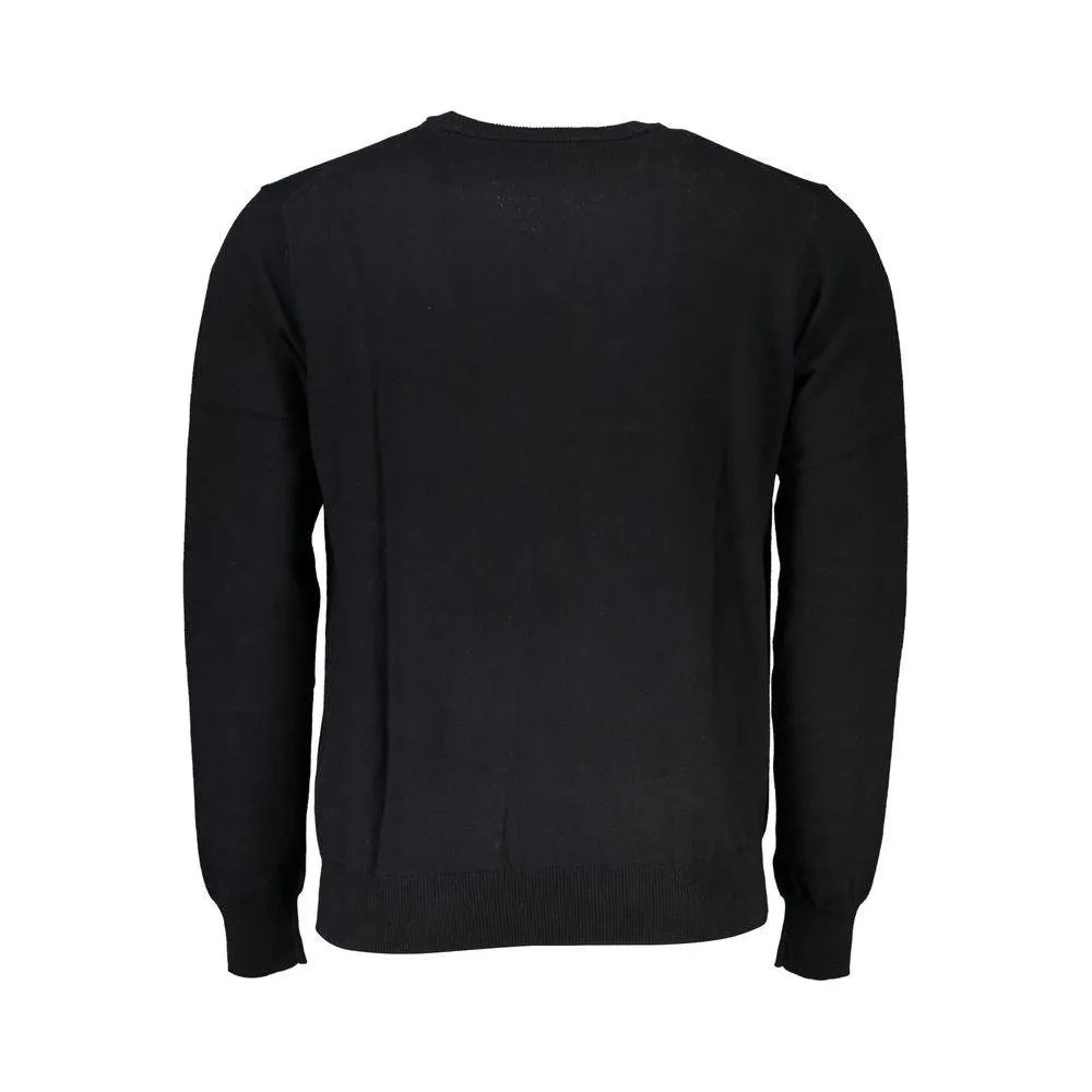 Harmont & Blaine Elegant V-Neck Embroidered Black Sweater