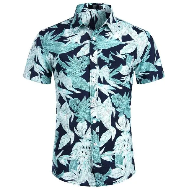 Hawaiian Shirts Mens Tropical Pink Floral Beach Shirt Summer Short Sleeve Vacation Clothing Casual Hawaii Shirt Men USA Size XXL