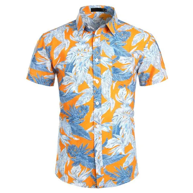 Hawaiian Shirts Mens Tropical Pink Floral Beach Shirt Summer Short Sleeve Vacation Clothing Casual Hawaii Shirt Men USA Size XXL