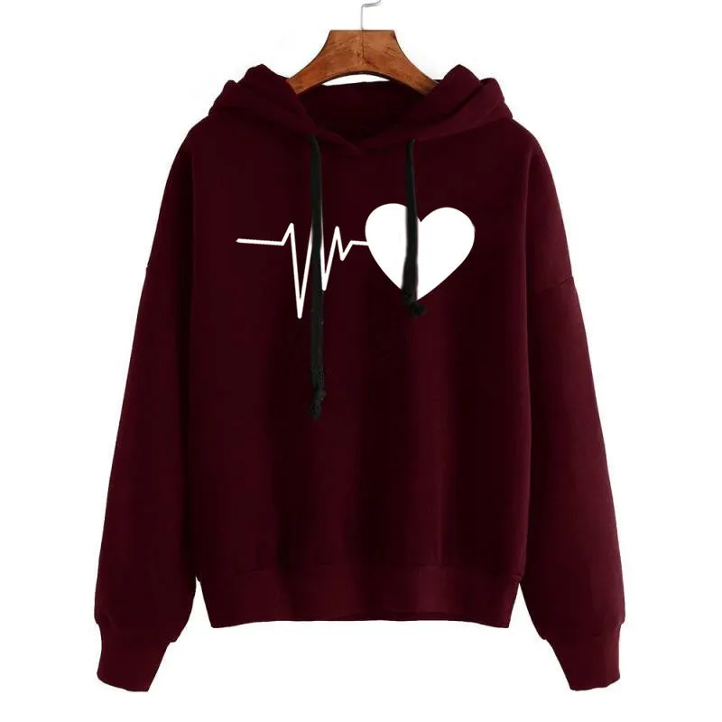 Heart Print Streetwear Hoodies