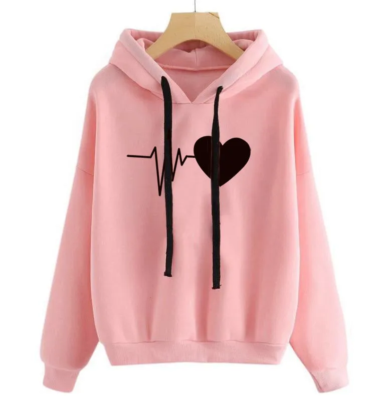 Heart Print Streetwear Hoodies