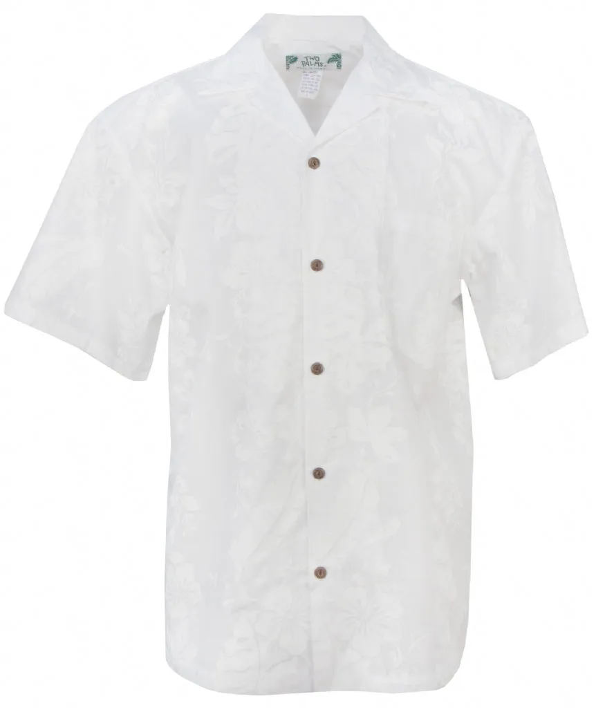 Hibiscus Panel Mens Hawaiian Shirt in White