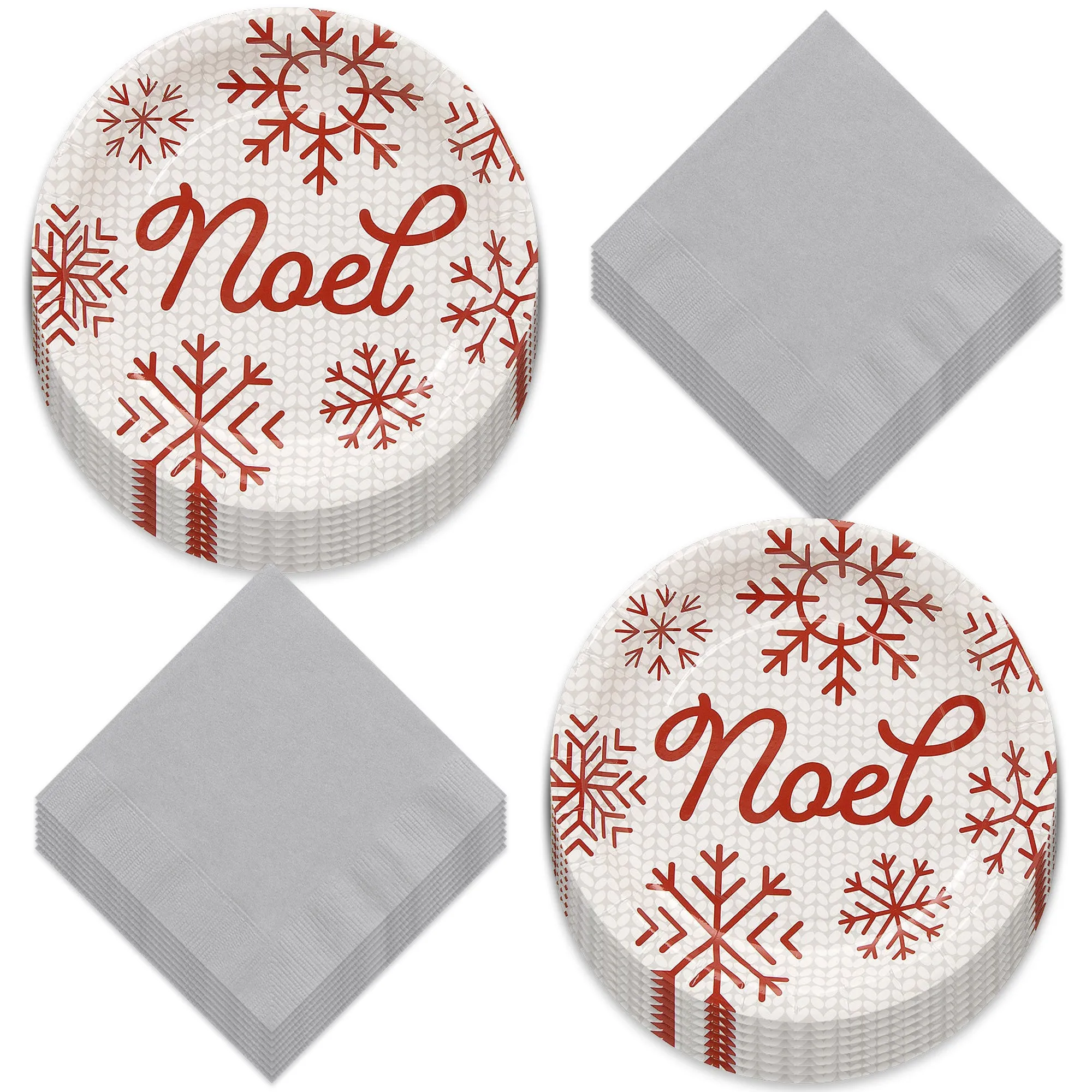 HOME & HOOPLA Christmas Holiday Sweater Pattern Noel Paper Dessert Plates and Beverage Napkins