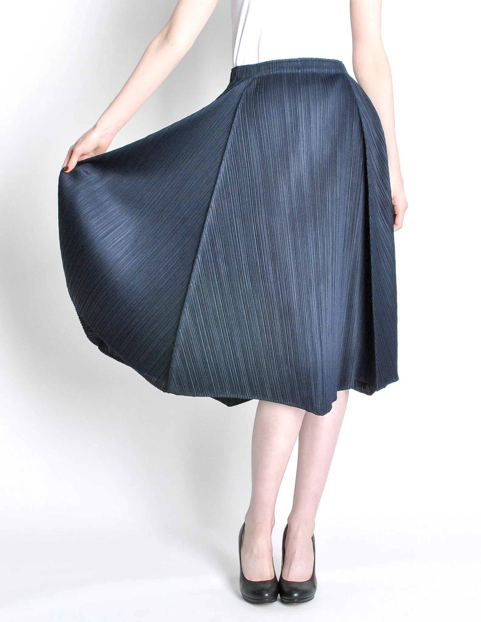 Issey Miyake Pleats Please Deep Blue Pleated Skirt