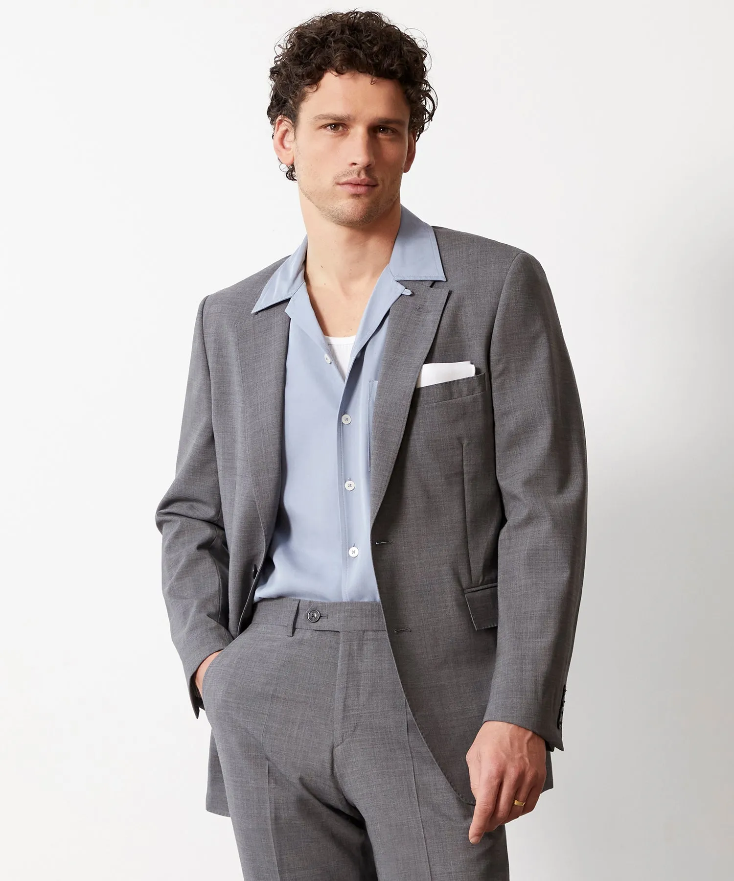 Italian Tropical Wool Sutton Suit Jacket in Charcoal