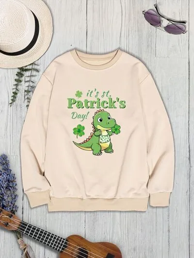 IT'S ST. PATRICK'S DAY Graphic Round Neck Sweatshirt