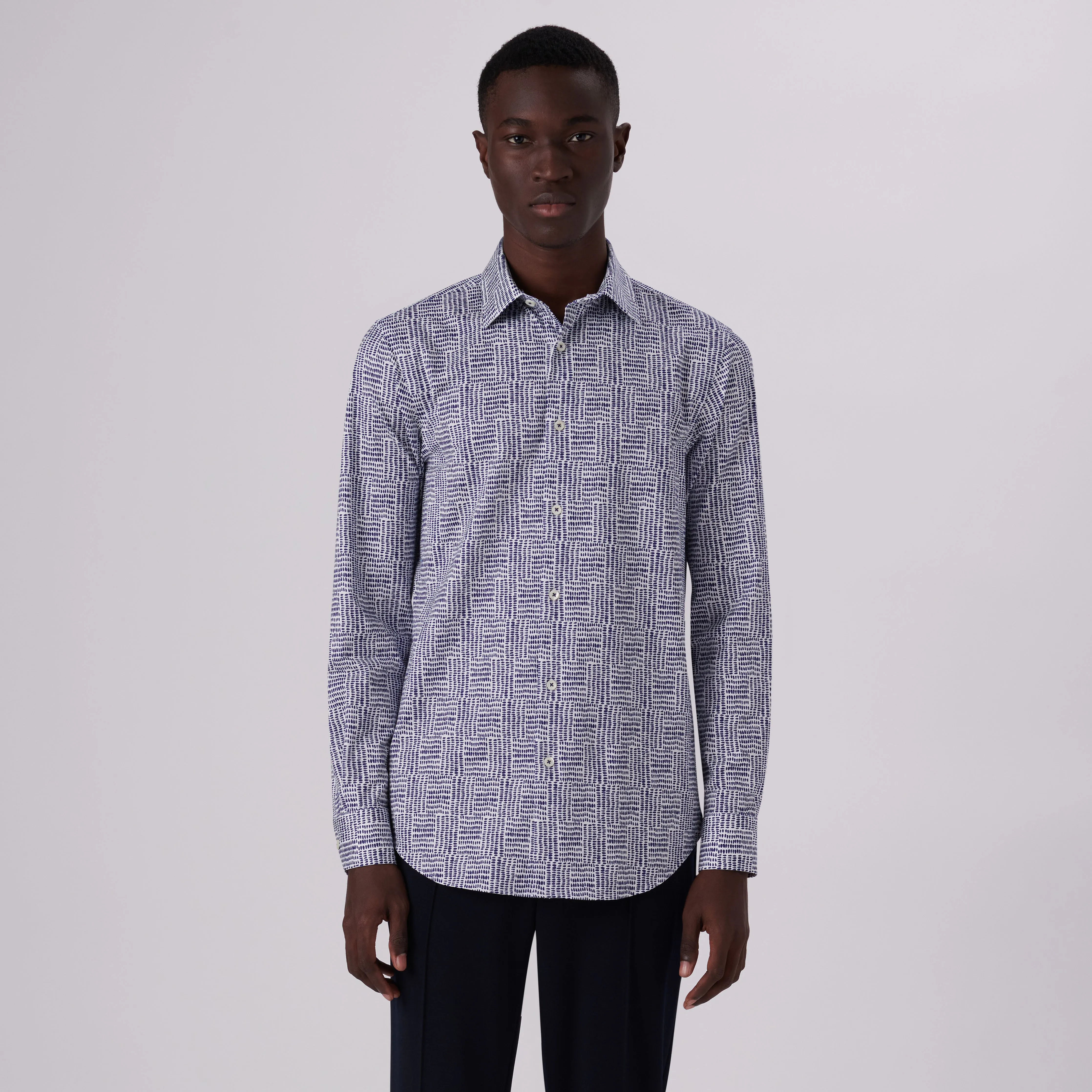 James Abstract Check Print OoohCotton Shirt