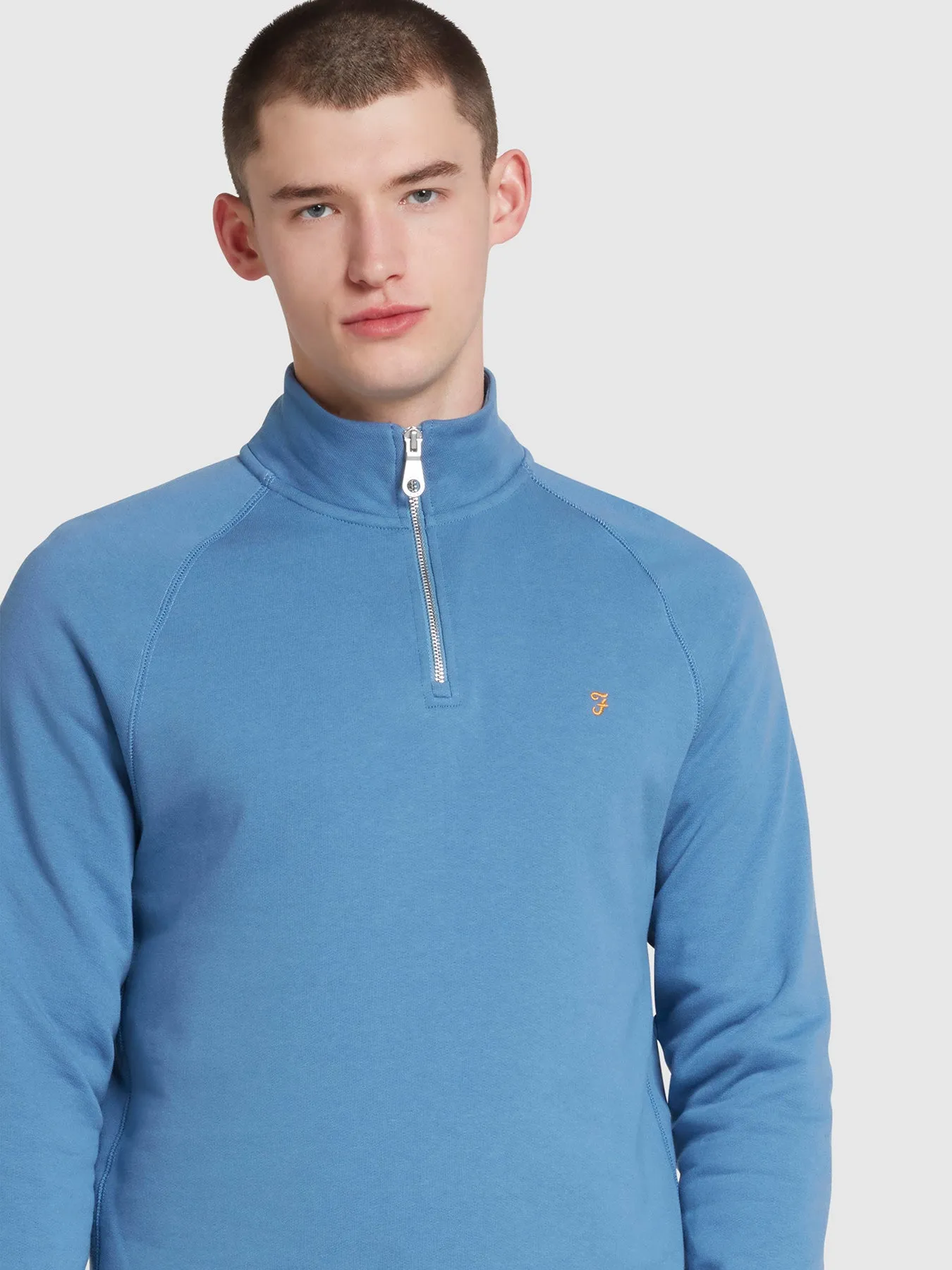 Jim Organic Cotton Quarter Zip Sweatshirt In Sheaf Blue