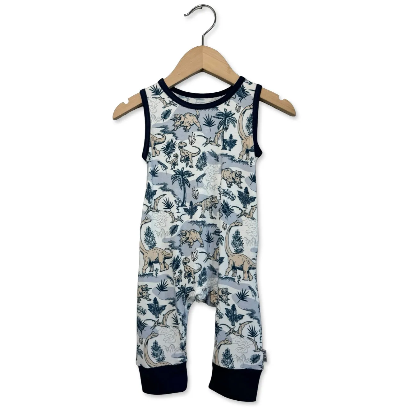 Jurassic Jungle Mini Ribbed Kid’s Sleeveless Romper