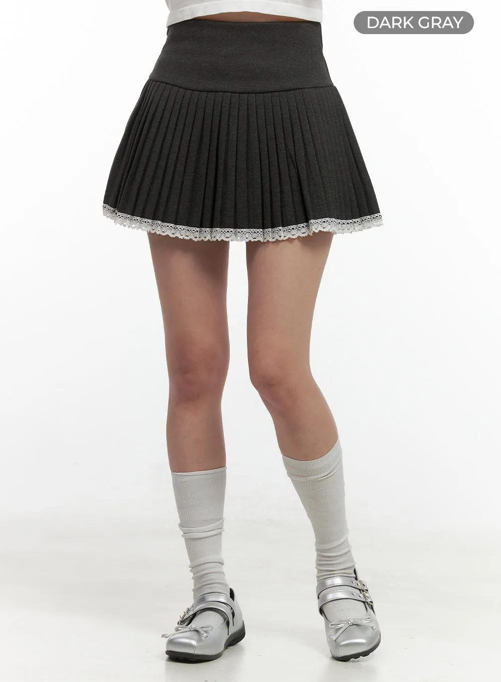 Lace Pleated Mini Skirt OO421