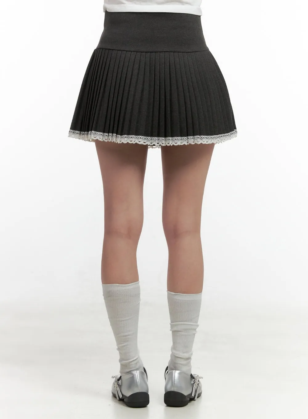 Lace Pleated Mini Skirt OO421