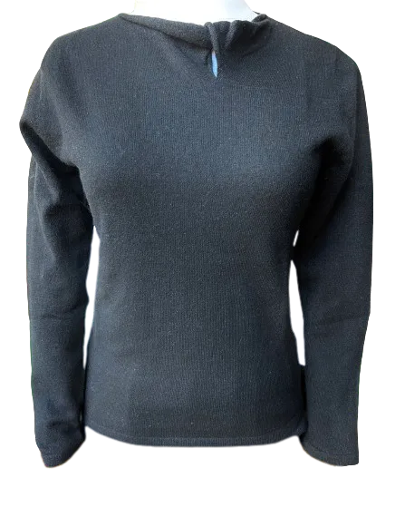 Ladies Cashmere Sweater: Twisted Neckline Black