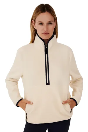 Libby Sherpa Half Zip, Cream/Indigo