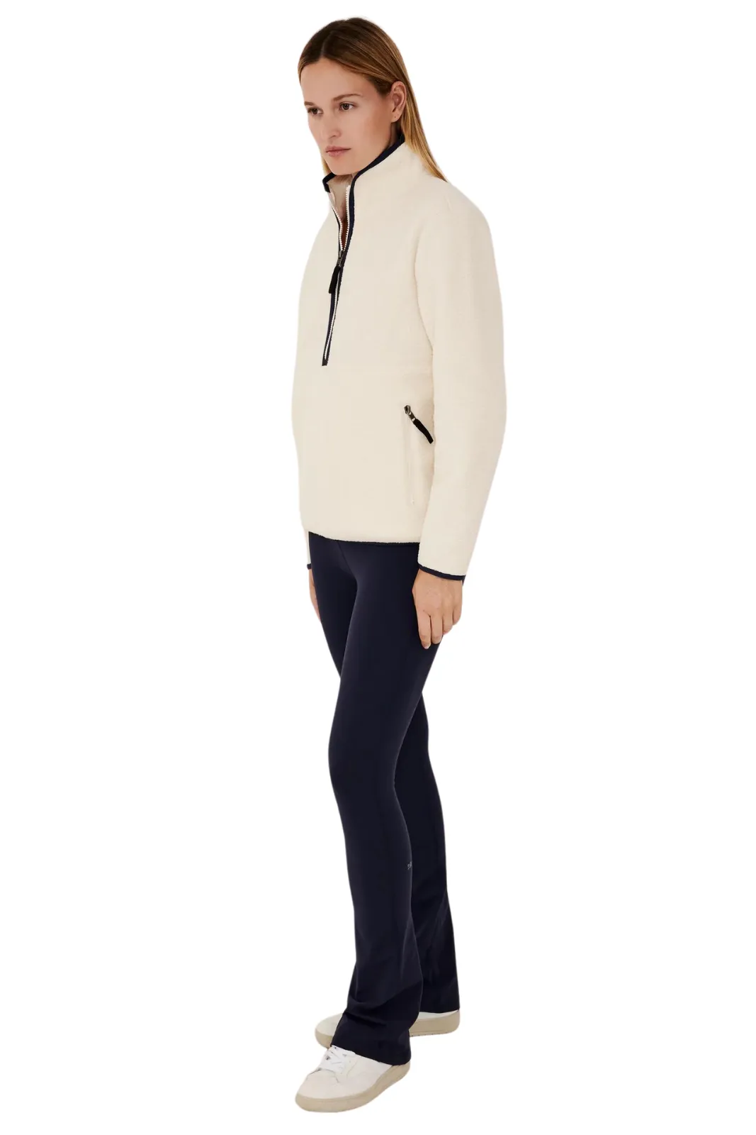 Libby Sherpa Half Zip, Cream/Indigo