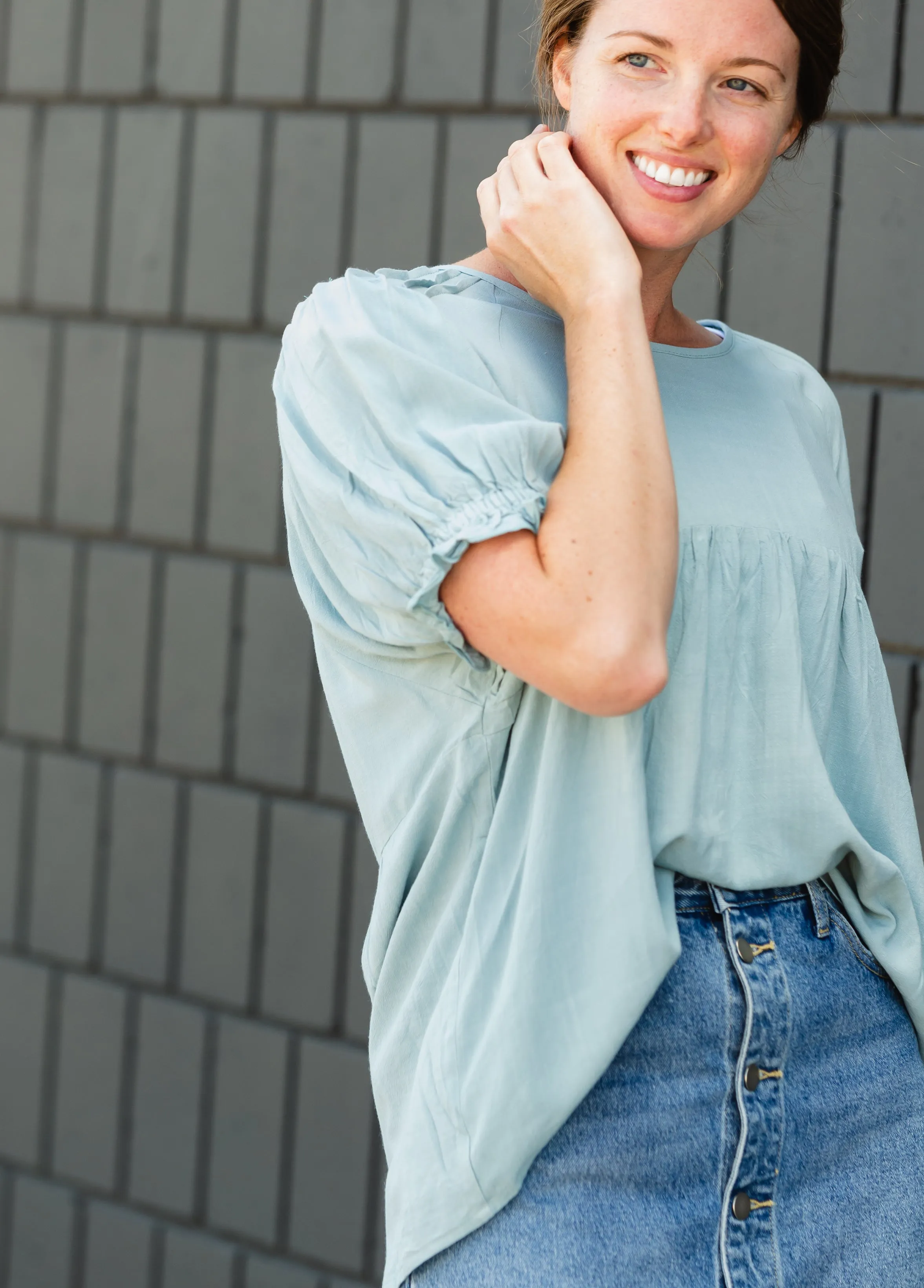 Light Blue Babydoll Ruffle Top - FINAL SALE