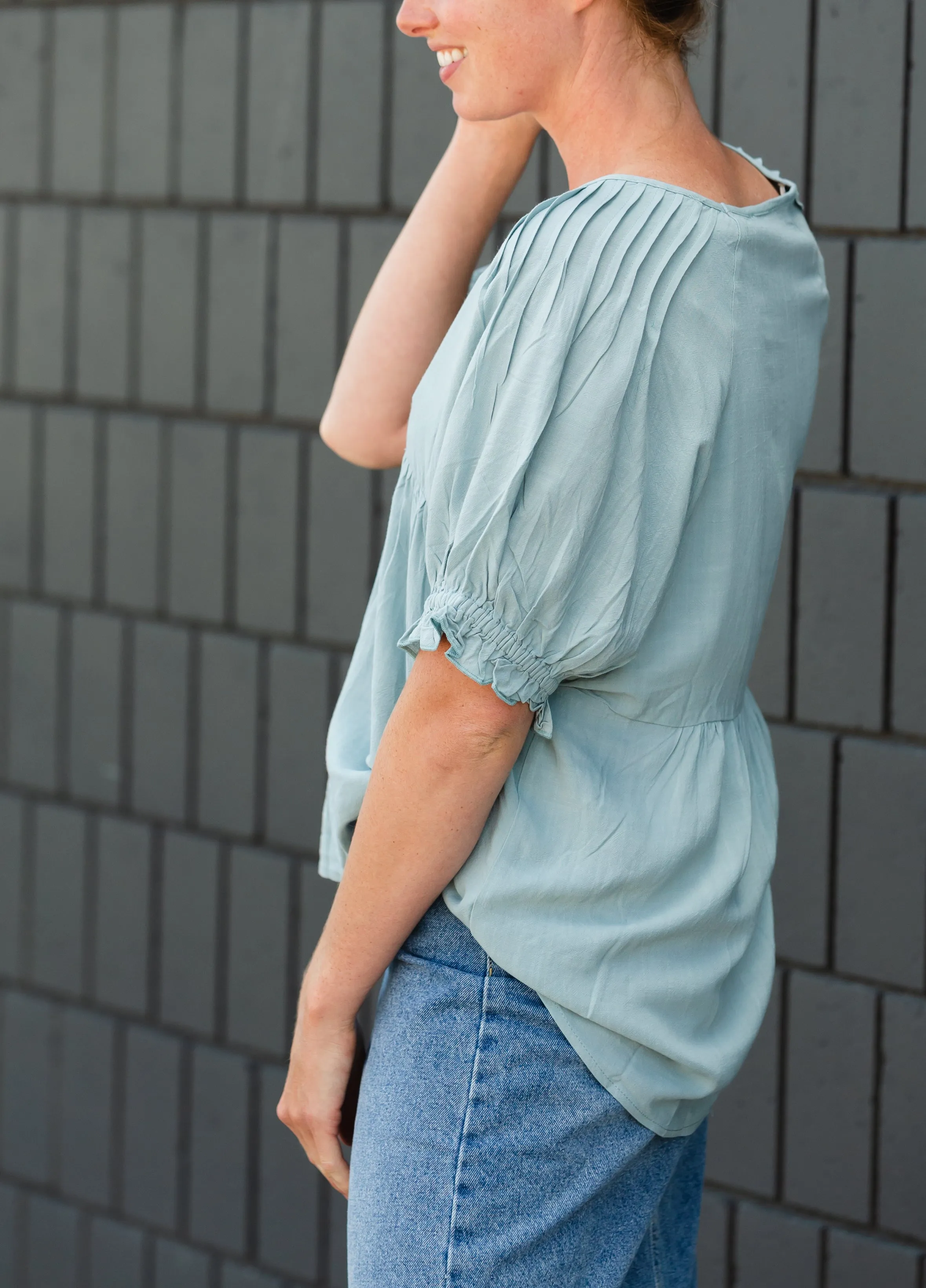 Light Blue Babydoll Ruffle Top - FINAL SALE