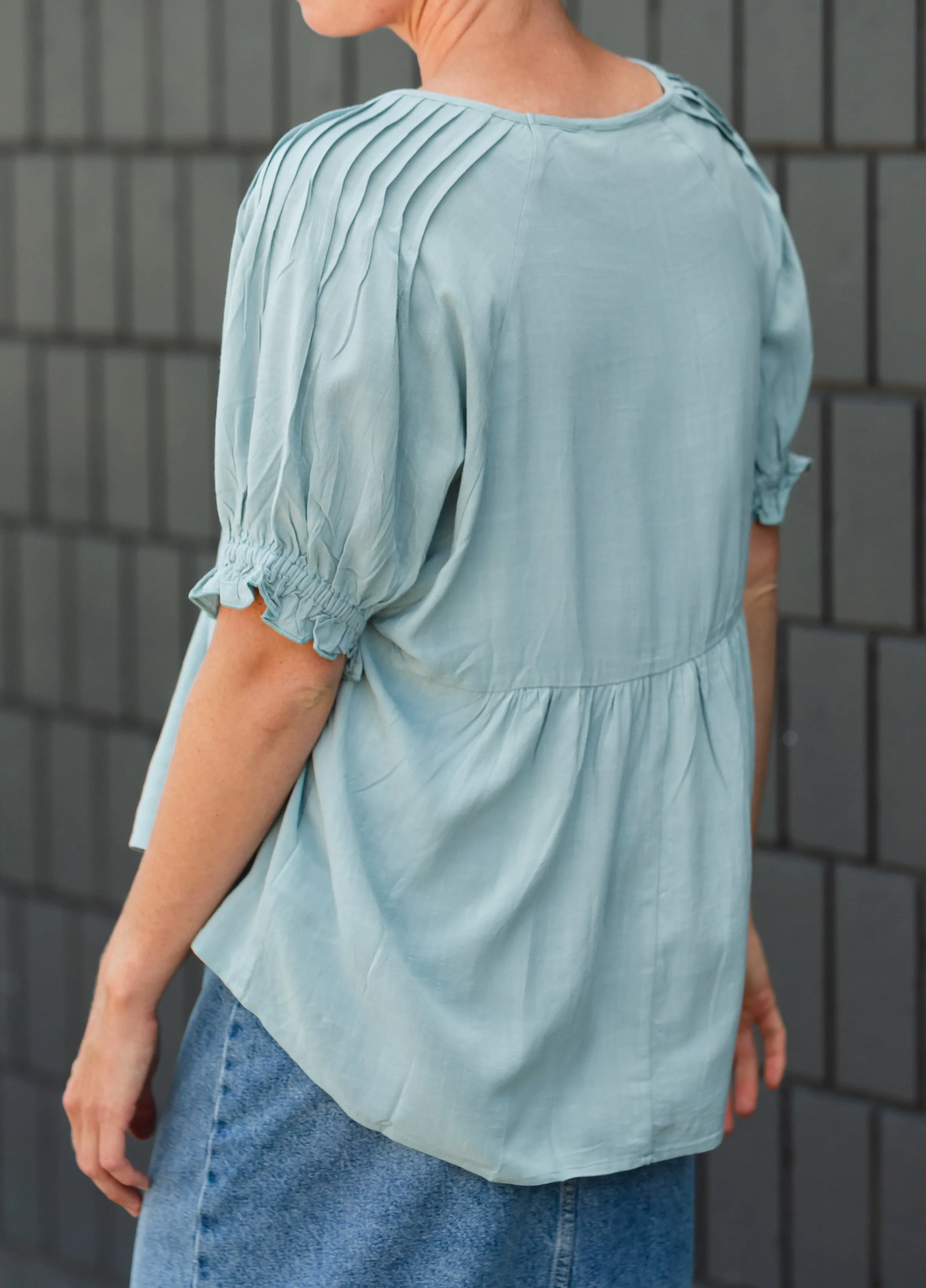 Light Blue Babydoll Ruffle Top - FINAL SALE