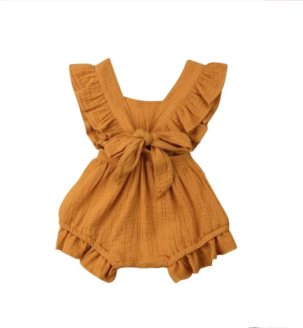 Lilly- Cotton Muslin Romper , Mustard