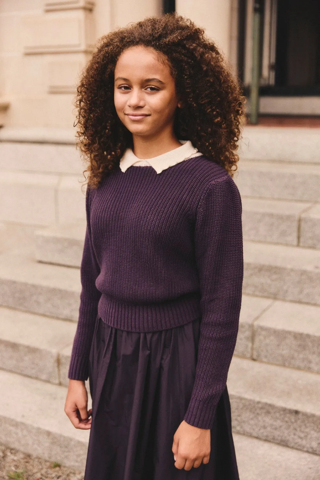 Little Parni Collared Plum Sweater