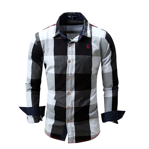 Long Sleeve Big Plaid Designer Shirt For Men Casual Cotton Mixed Colors