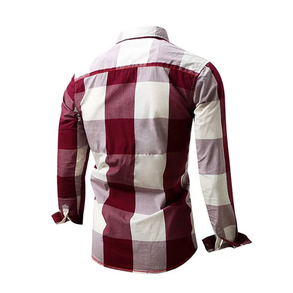 Long Sleeve Big Plaid Designer Shirt For Men Casual Cotton Mixed Colors