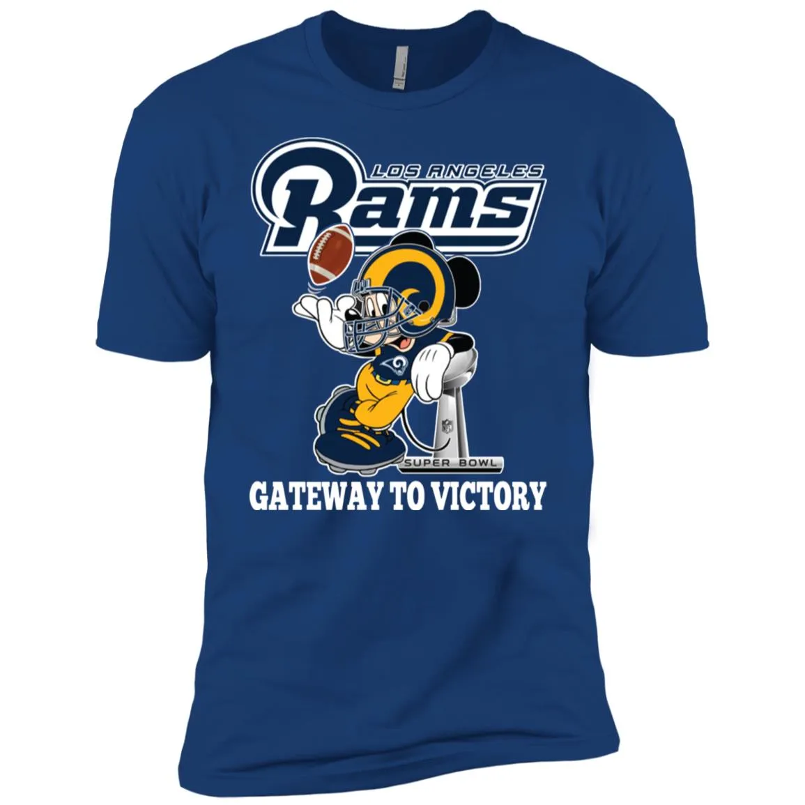 Los Angeles Rams Gateway To Victory Super Bowl 2019 Mickey Mouse Football Nfl Men Short Sleeve T-Shirt