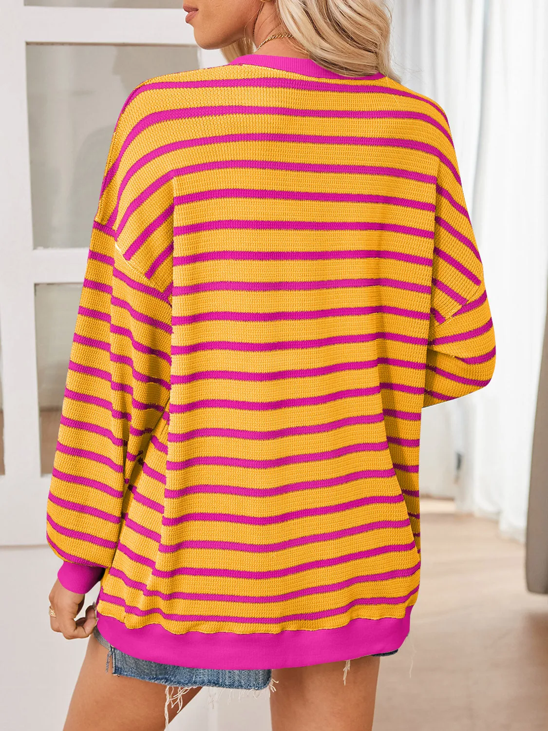 Lovelet Striped Contrast Long Sleeve Sweatshirt