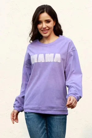 MAMA Round Neck Drop Shoulder Sweatshirt