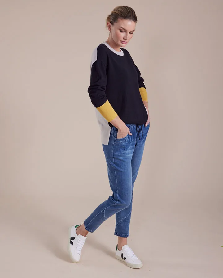 Marco Polo Colour Block Sweater - Black