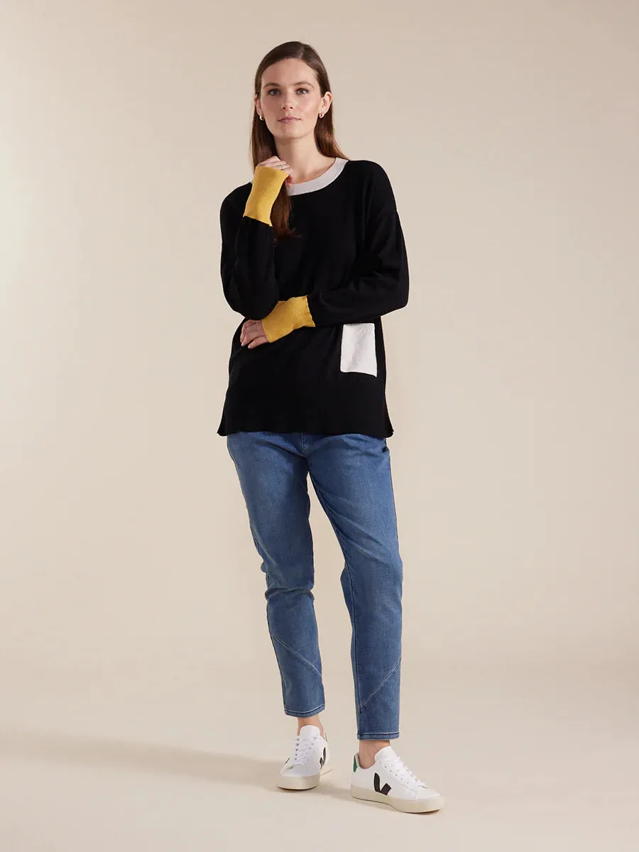 Marco Polo Colour Block Sweater - Black