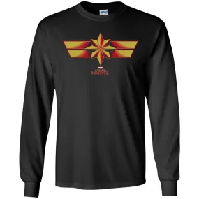 Marvel Captain Marvel Retro Red Yellow Logo Men Long Sleeve Shirt