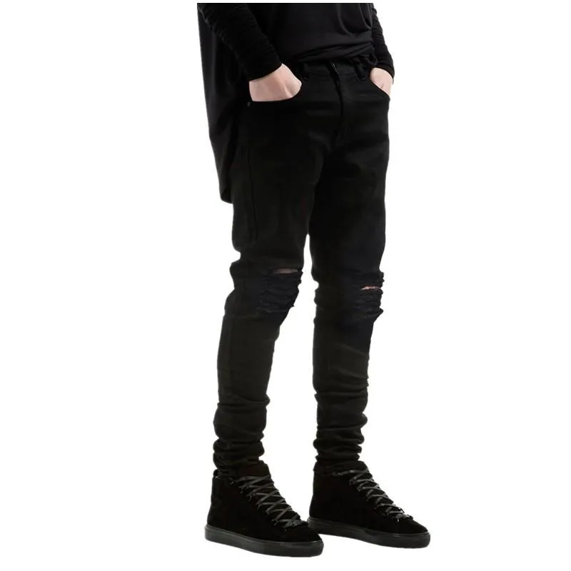 Men Designer's Skinny Ripped Stretch Jeans