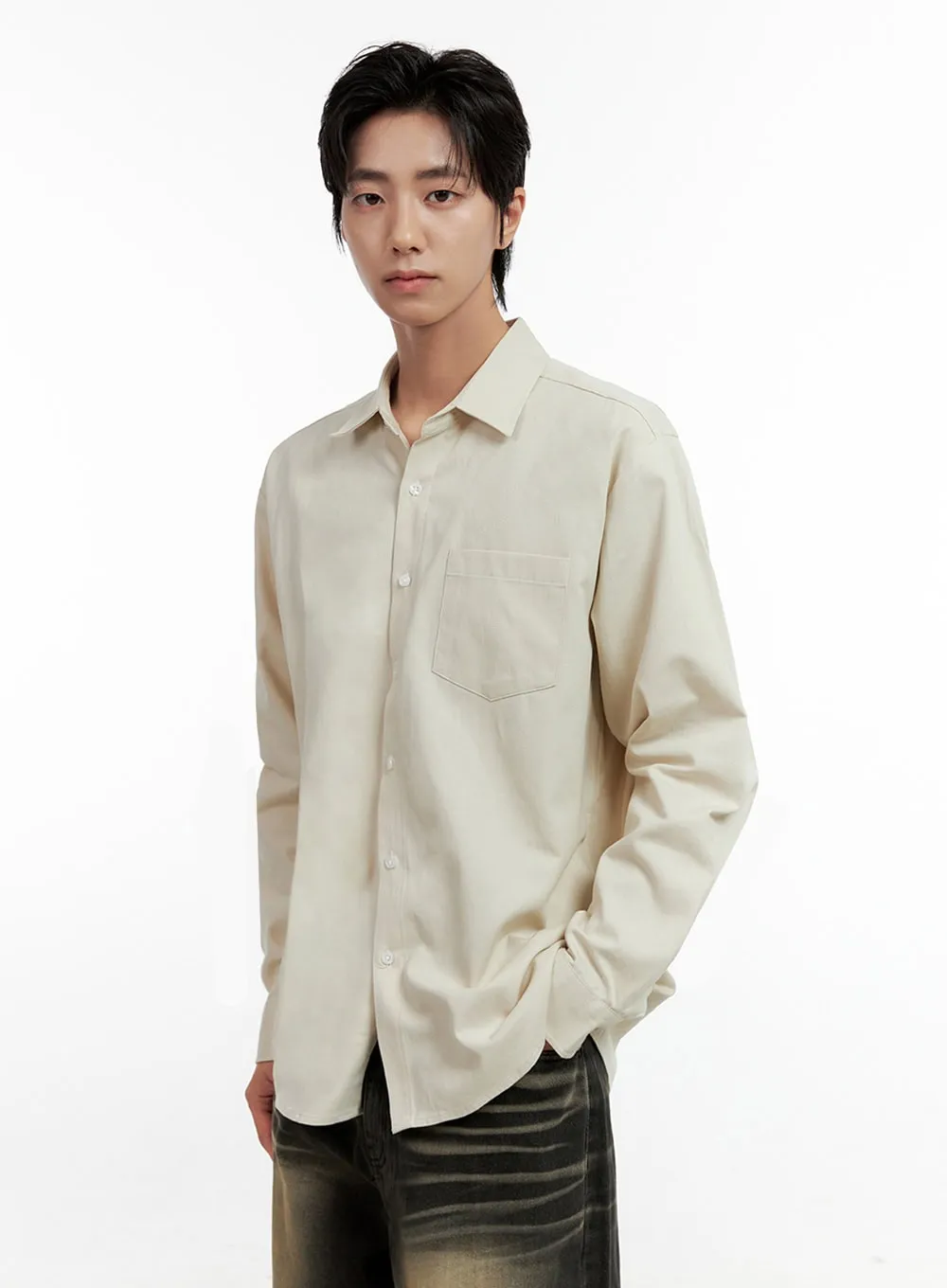 Men's Basic Button-Down Shirt IN411