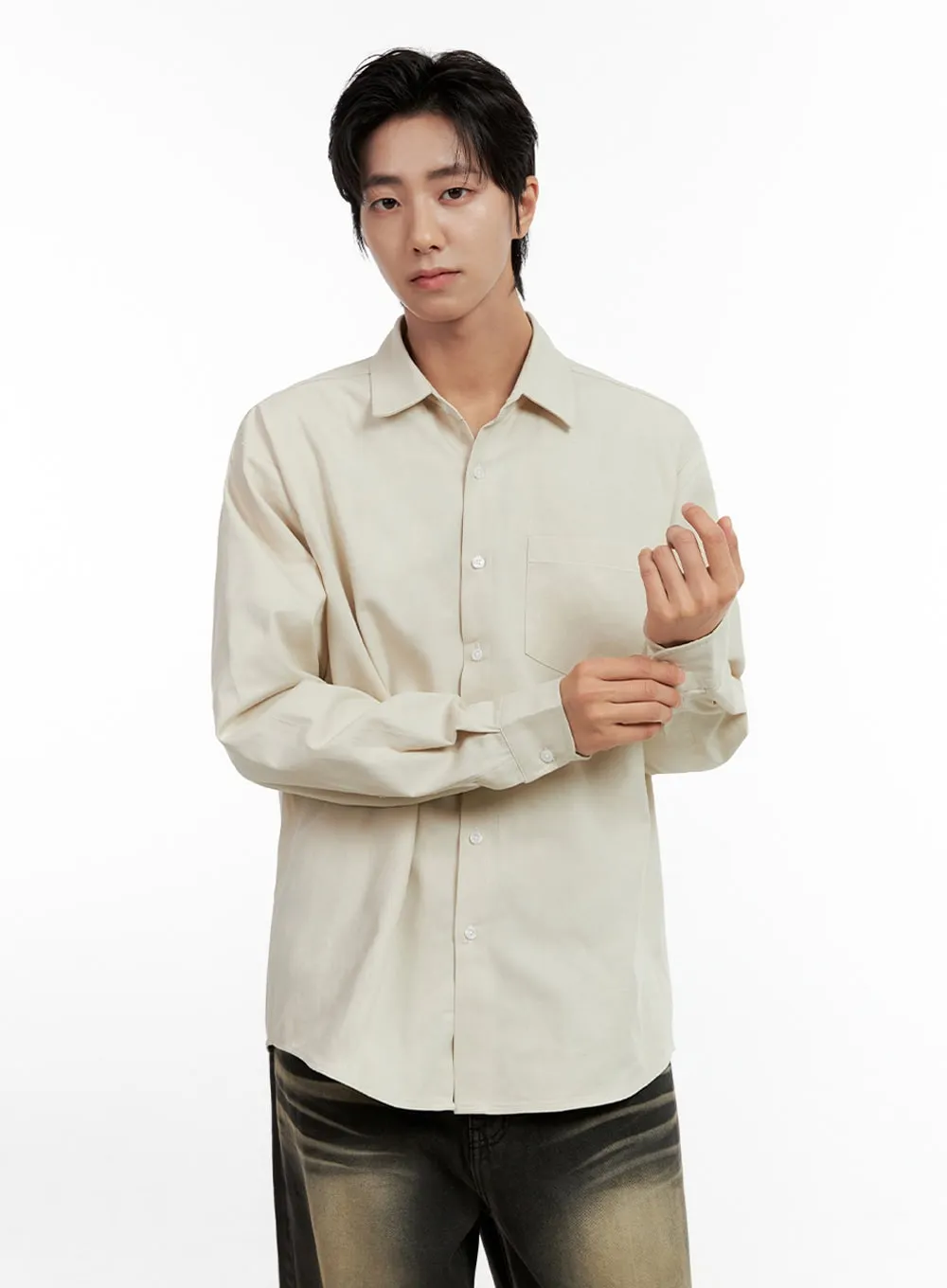 Men's Basic Button-Down Shirt IN411