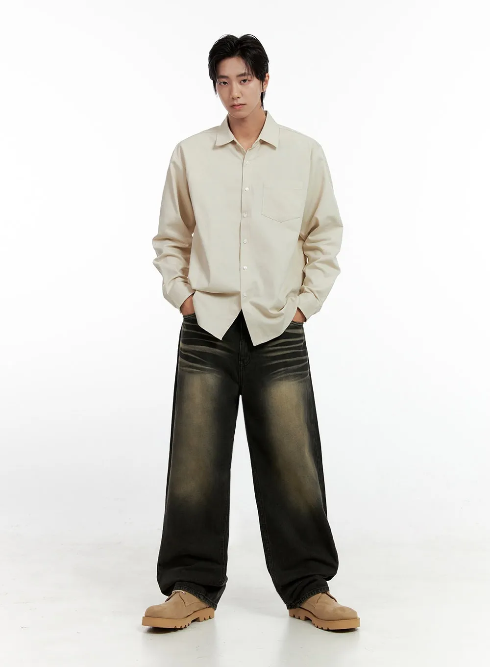 Men's Basic Button-Down Shirt IN411