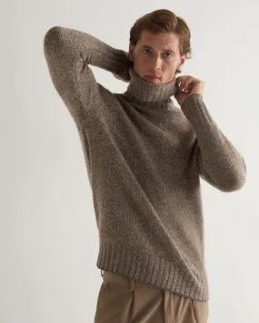 Men's Brompton Marl Turtle Neck Cashmere Sweater Heather Hazel Brown