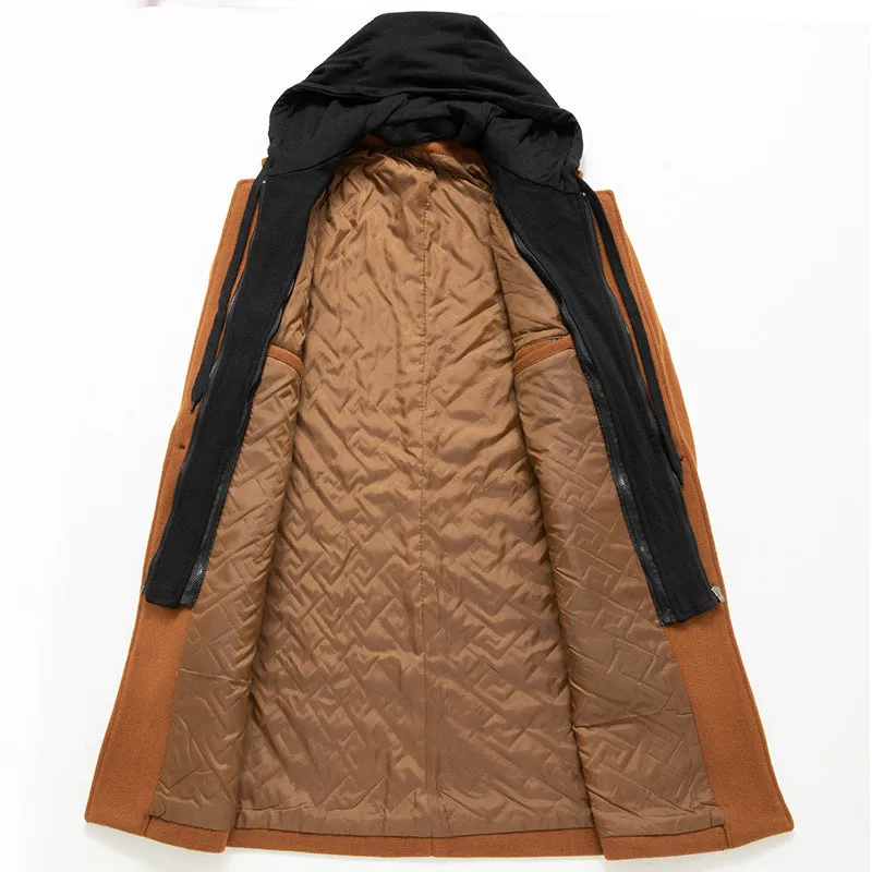 Men's Mid-length Thickened Hooded Coat