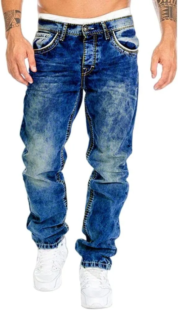 Men's Relaxed-Fit Stone Wash Denim Jeans